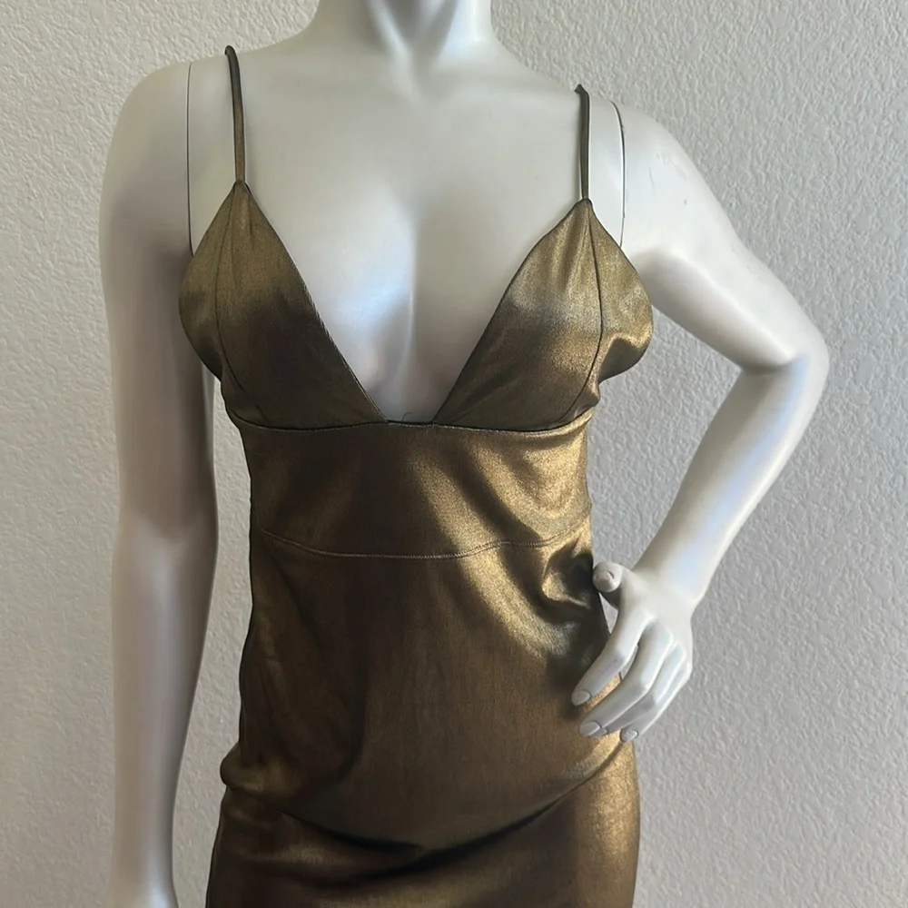 Intimately by Free People Look Good Fell Good Gold Metallic Mini Dress